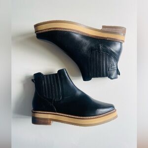 Roolee Black Ankle Boots with Tan Sole